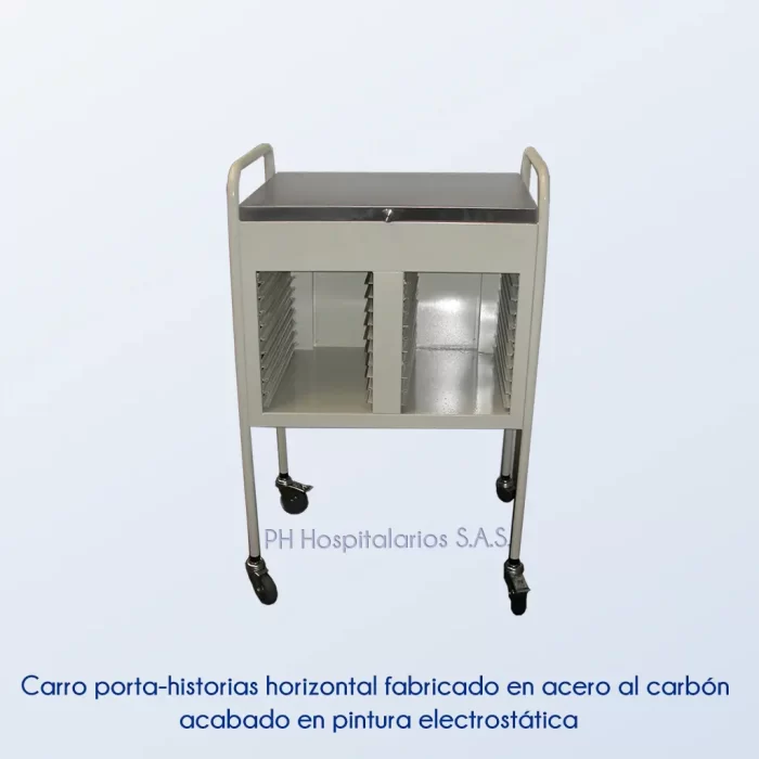 Carro porta-historias horizontal fabricado en acero al carbón acabado en pintura electrostática