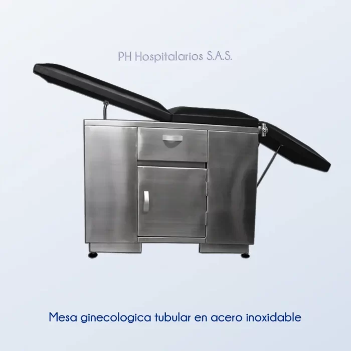 Mesa ginecologica tubular en acero inoxidable